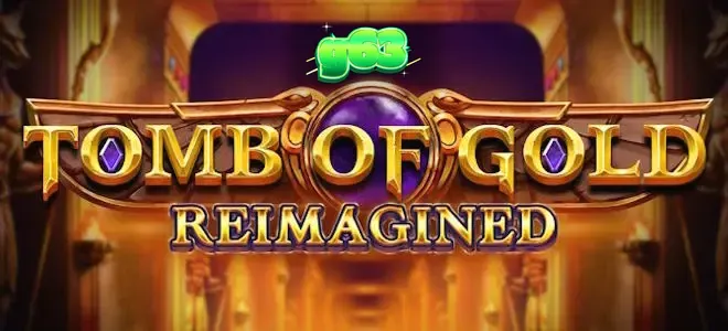 Isang marangyang silid na puno ng ginto at sinaunang kayamanan sa loob ng Tomb of Gold Reimagined slot.